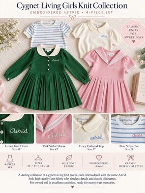 Astrid embroidered dresses and polos 2T- 4T